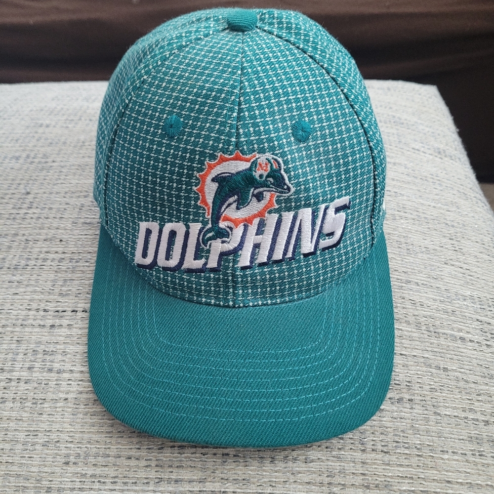Vintage Miami Dolphins Pro Line Grid Logo Athletic Adjustable Hat Cap NFL 90s